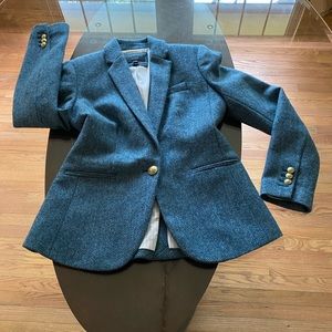 .CREW -  TEAL & HEATHER GREY WOOL BLAZER